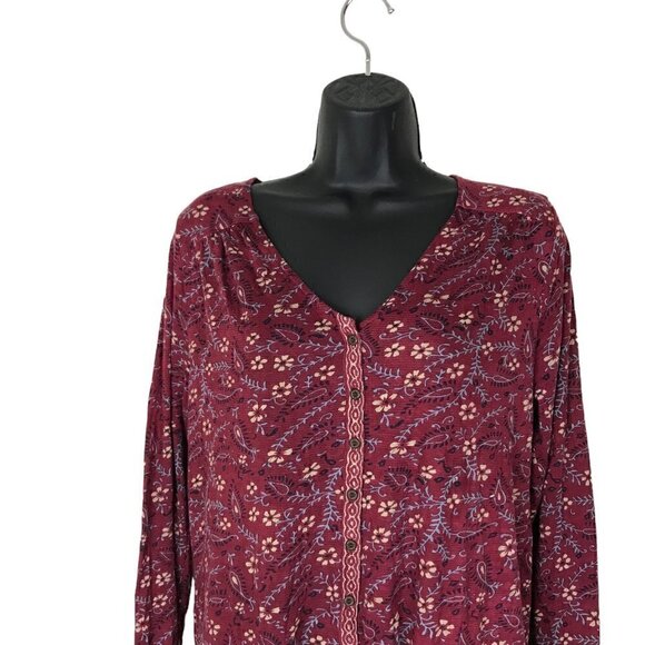 LUCKY Brand V-neck Front & Back Button Down Boho Style Fall Colours Size M - Picture 3 of 7